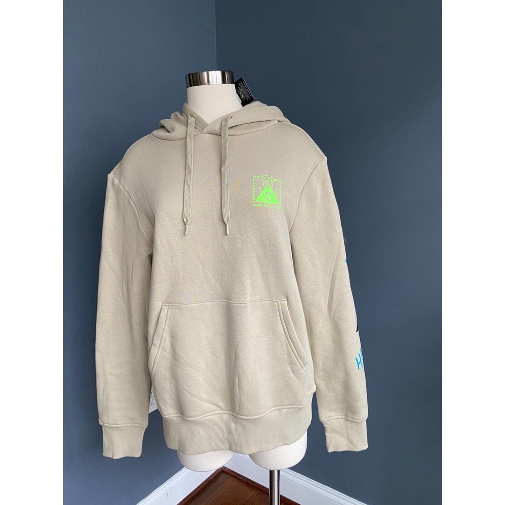 Hurley men's tan Bel-Air West Side fleece pullover hoodie, size Small (NWT)